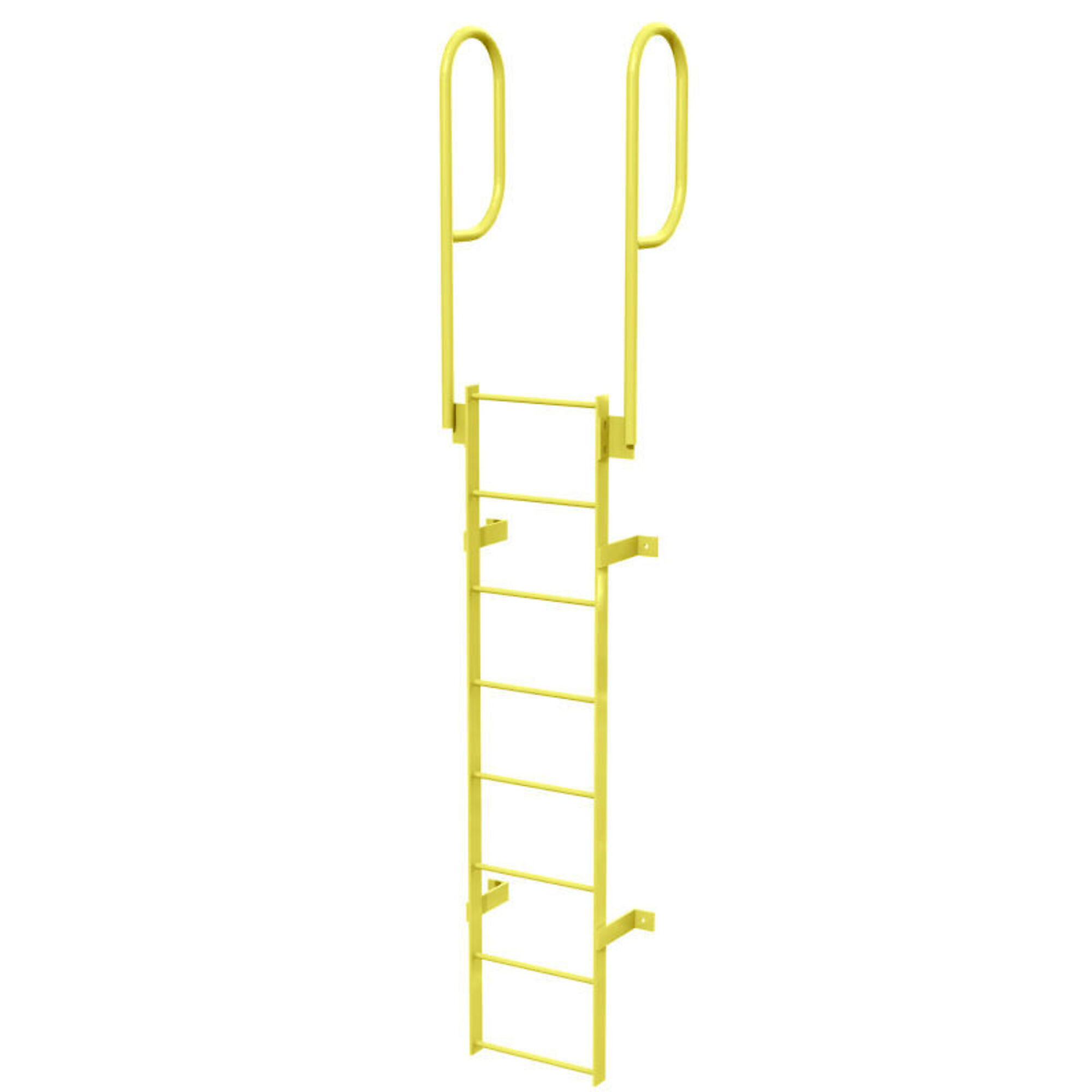 Ballymore, 8 Step Fixed Access Ladder with Walk-thru Rails, Height 138 ft, Capacity 350 lb, Material Carbon Steel, Model# WLFS0208-Y